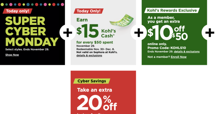 Stackable Kohls Coupons for Cyber Monday 2021
